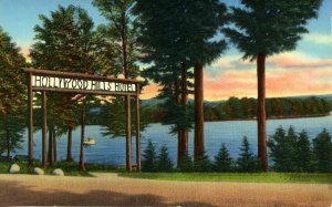Hollywood Hills Hotel sign and First Lake, 1935